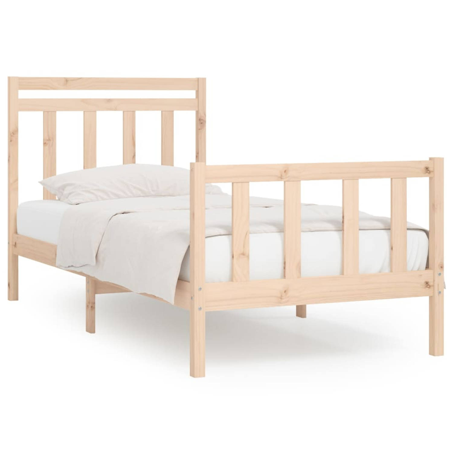 The Living Store Bedframe massief grenenhout 90x200 cm - Bedframe - Bedframes - Massief Houten Bed - Eenpersoonsbed - Bed - Bedombouw - Enkel Bed - Frame - Bed Frame - Ledikant - H