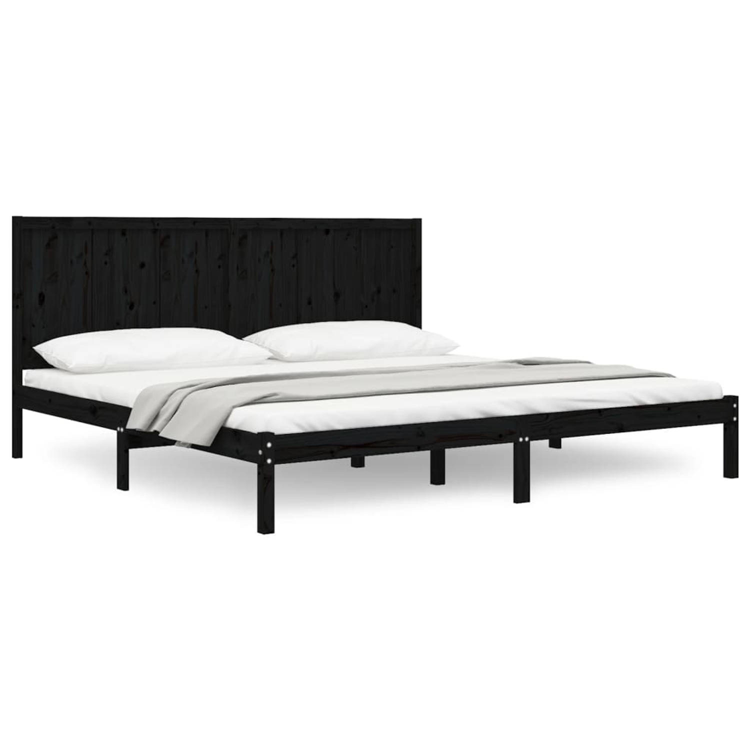 The Living Store Bedframe massief grenenhout zwart 180x200 cm 6FT Super King - Bedframe - Bedframes - Bed - Bedbodem - Ledikant - Bed Frame - Massief Houten Bedframe - Slaapmeubel