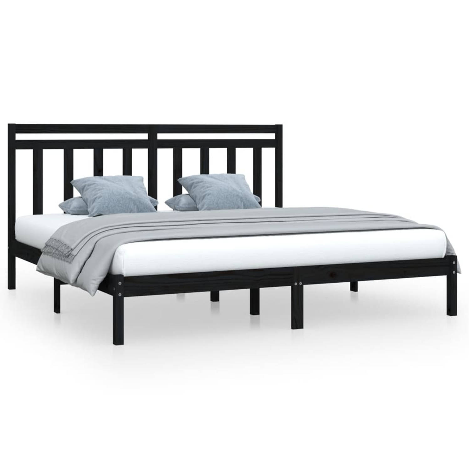 The Living Store Bedframe massief hout zwart 180x200 cm 6FT Super King - Bedframe - Bedframes - Tweepersoonsbed - Bed - Bedombouw - Dubbel Bed - Frame - Bed Frame - Ledikant - Hout