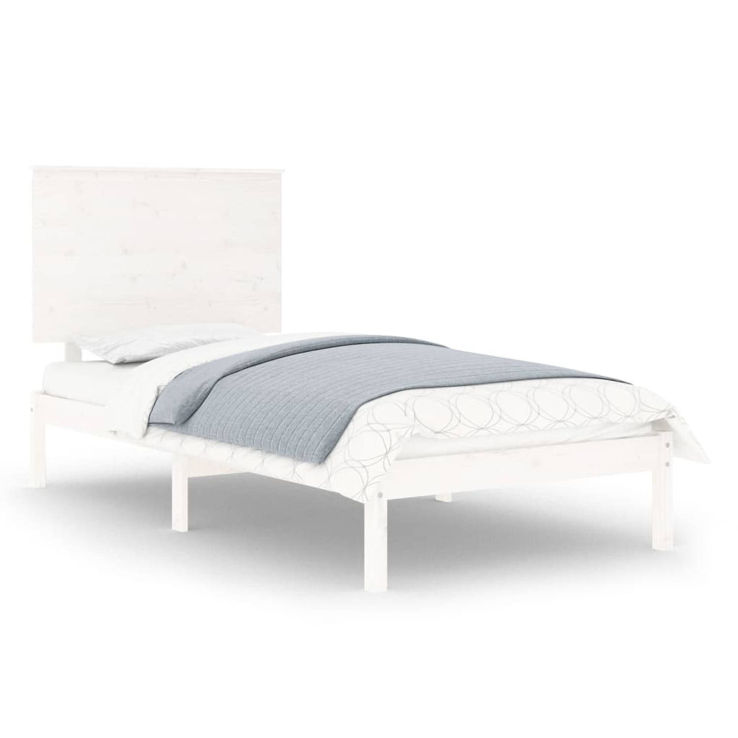 The Living Store Bedframe massief grenenhout wit 90x200 cm - Bedframe - Bedframes - Bed - Bedbodem - Ledikant - Bed Frame - Massief Houten Bedframe - Slaapmeubel - Eenpersoonsbed -