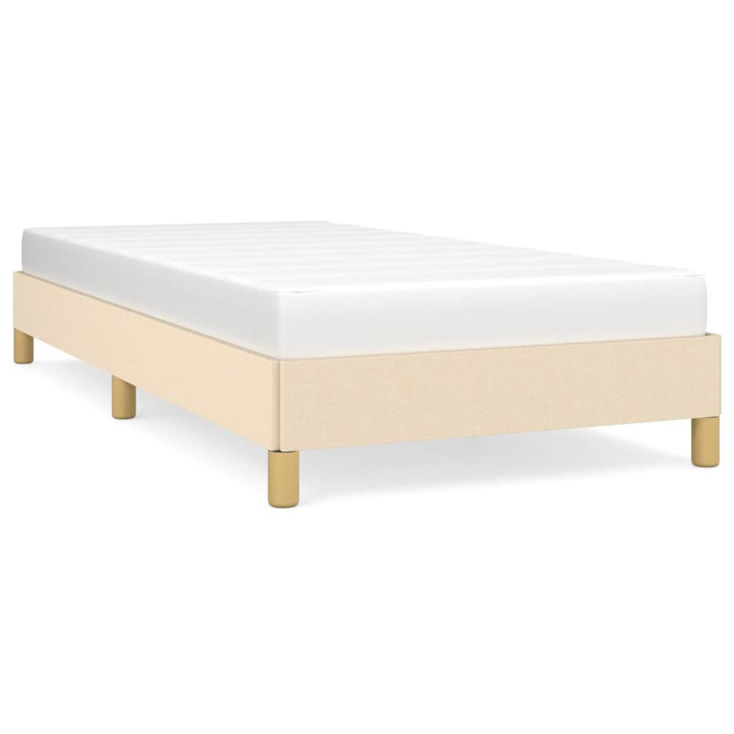 The Living Store Bedframe stof crèmekleurig 100x200 cm - Bedframe - Bedframes - Slaapmeubel - Bedbodem - Ledikant - Eenpersoonsbed - Slaapmeubels - Slaapmeubelen - Slaapmeubilair -