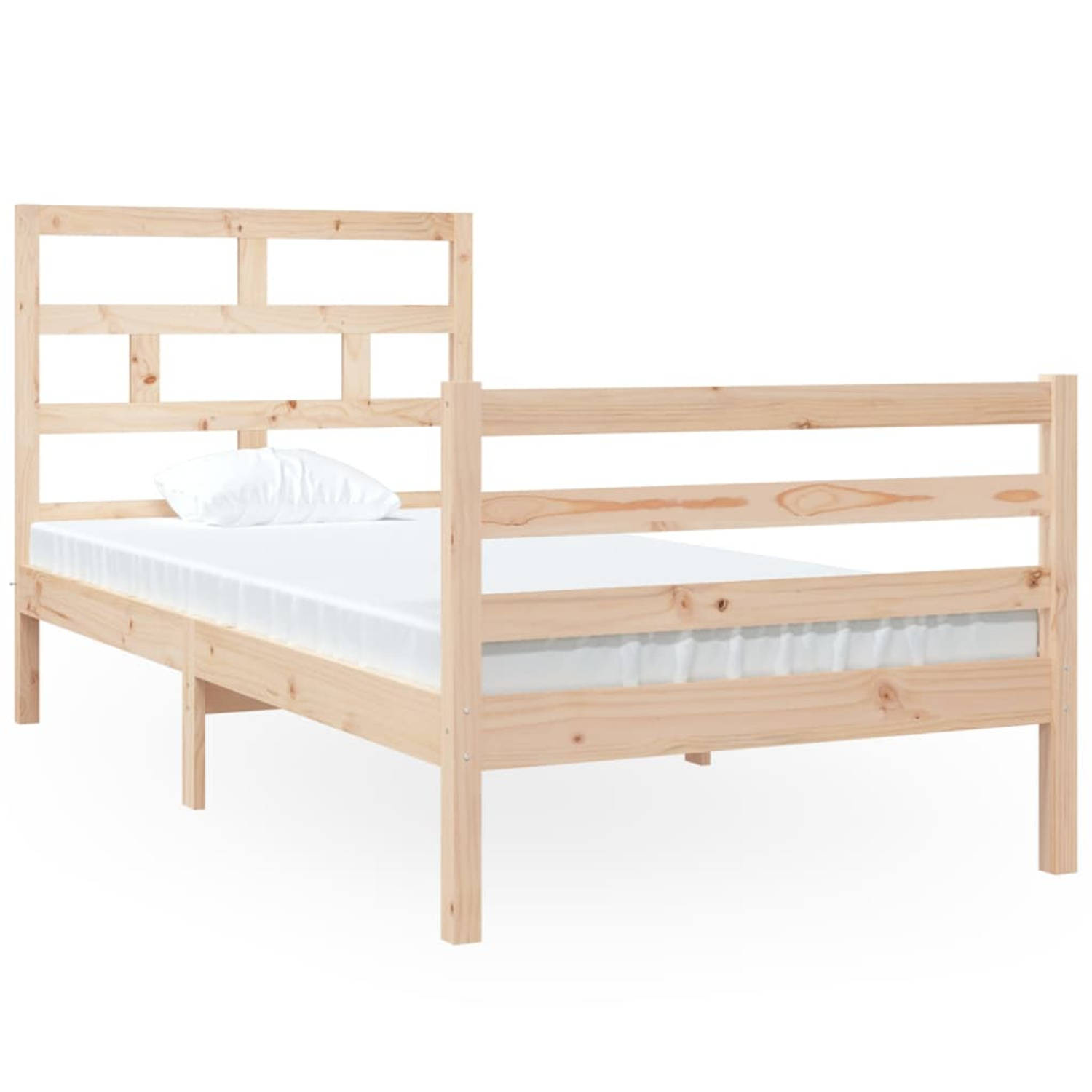 The Living Store Bedframe massief hout 90x190 cm 3FT single - Bedframe - Bedframes - Bed - Bedbodem - Ledikant - Bed Frame - Massief Houten Bedframe - Slaapmeubel - Eenpersoonsbed