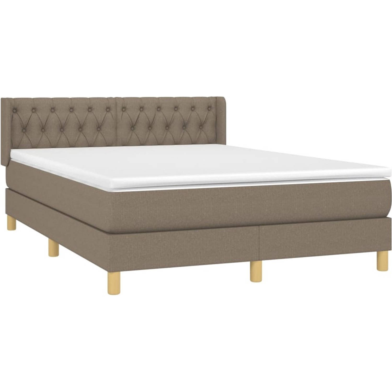 The Living Store Boxspringbed - Comfort - Bed - 193 x 147 x 78/88 cm - Taupe