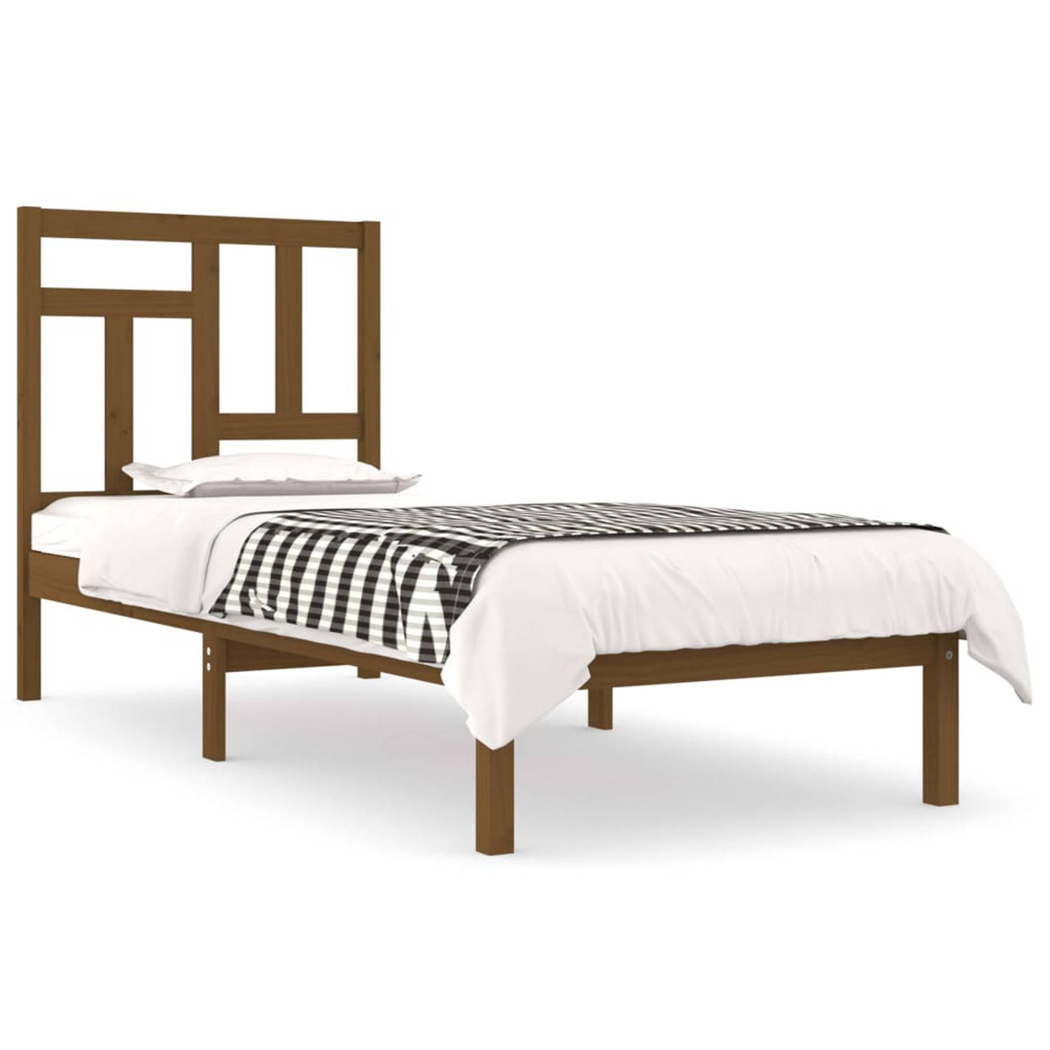 The Living Store Bedframe massief hout honingbruin 75x190 cm 2FT6 Small Single - Bedframe - Bedframe - Eenpersoonsbed - Bed - Ledikant - Bedomranding - Houten Bedframe - Platformbe