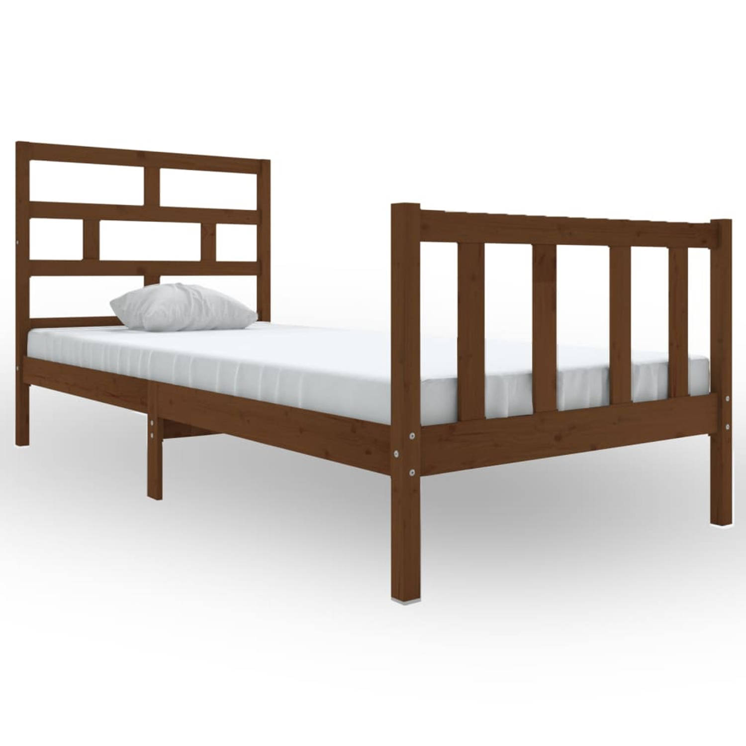 The Living Store Bedframe massief grenenhout honingbruin 100x200 cm - Bedframe - Bedframes - Bed - Bedbodem - Ledikant - Bed Frame - Massief Houten Bedframe - Slaapmeubel - Eenpers