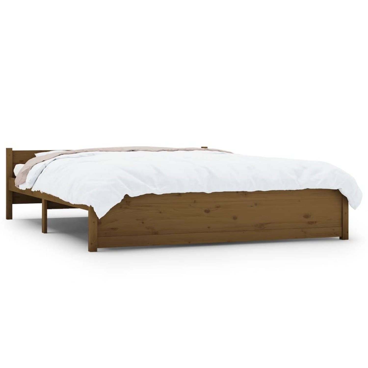 The Living Store Bedframe massief hout honingbruin 150x200 cm 5FT King Size - Bedframe - Bedframes - Bed - Bedbodem - Ledikant - Bed Frame - Massief Houten Bedframe - Slaapmeubel -