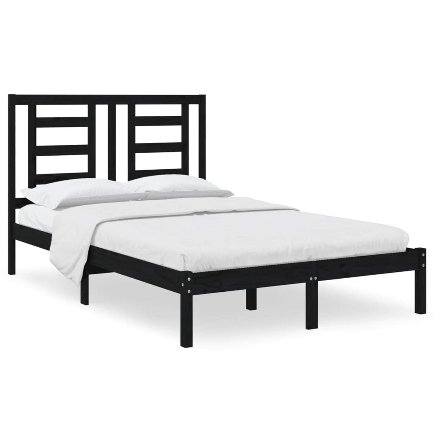 The Living Store Bedframe massief grenenhout zwart 120x200 cm - Bedframe - Bedframes - Bed - Bedbodem - Ledikant - Bed Frame - Massief Houten Bedframe - Slaapmeubel - Tweepersoonsb