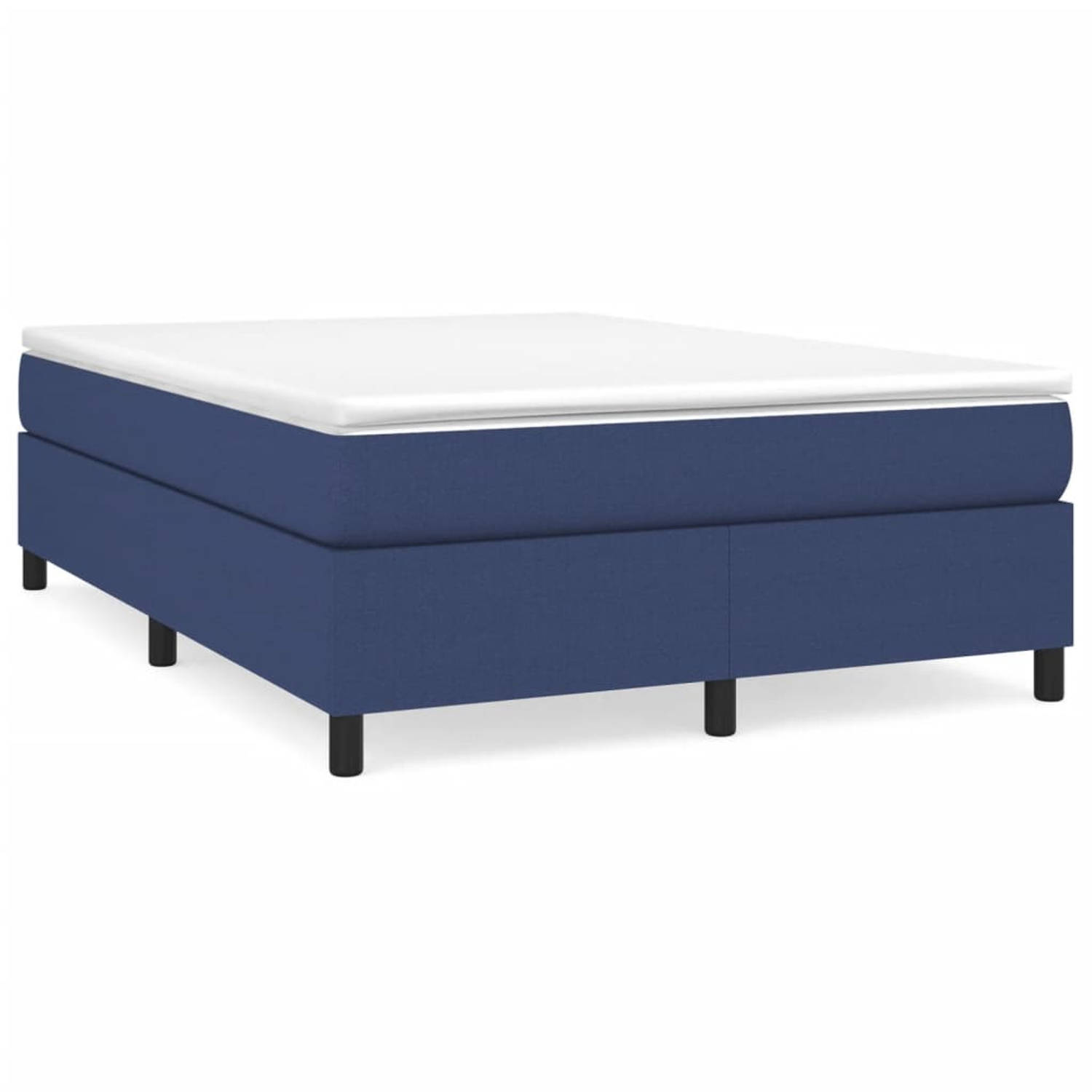 The Living Store Boxspringframe stof blauw 140x190 cm - Bed