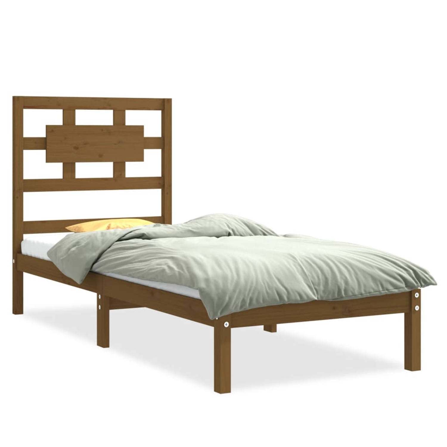 The Living Store Bedframe massief hout honingbruin 75x190 cm 2FT6 Small Single - Bedframe - Bedframes - Eenpersoonsbed - Bed - Bedombouw - Frame - Bed Frame - Ledikant - Bedframe M