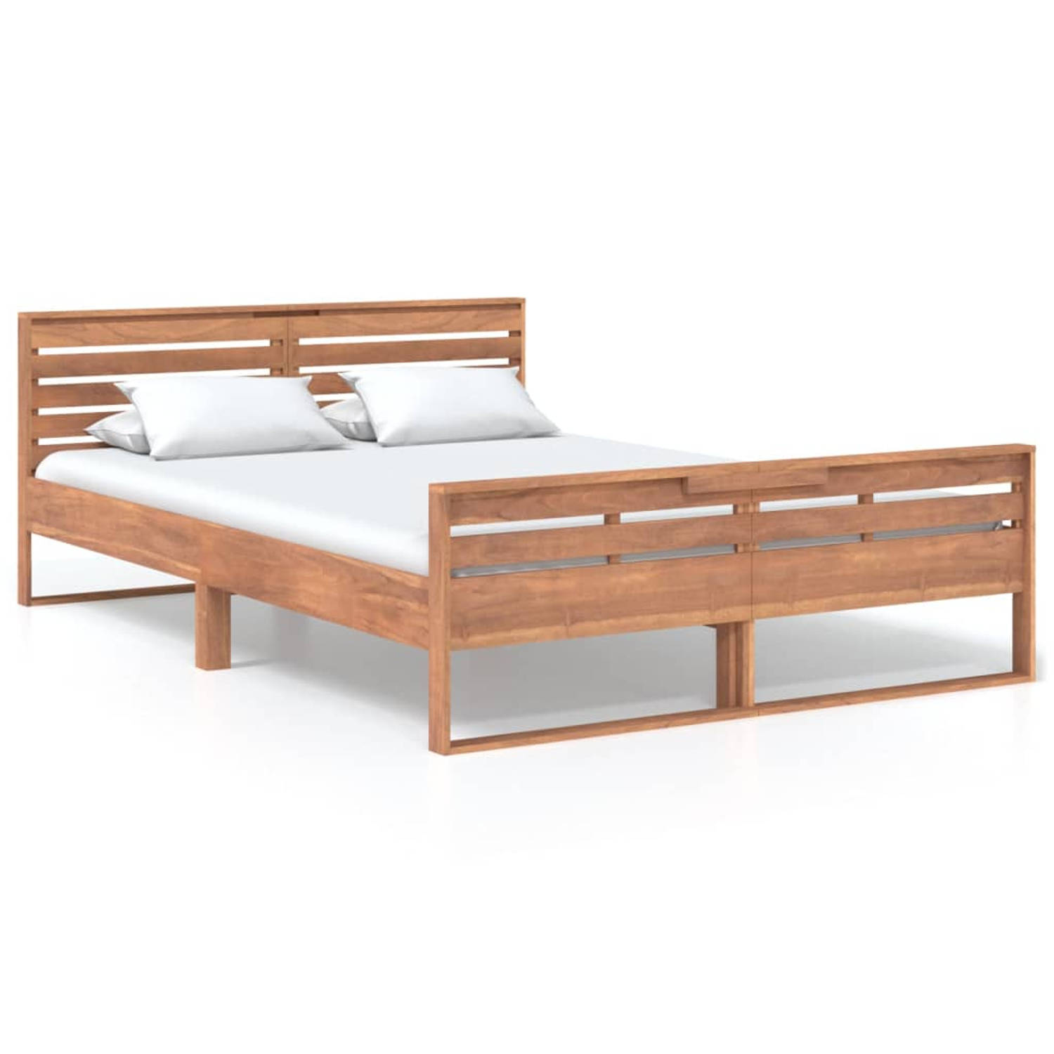 The Living Store Bedframe massief teakhout 140x200 cm - Bedframe - Bedframes - Tweepersoonsbed - Tweepersoonsbedden - Ledikant - Ledikanten - Bedbodem - Bedbodems - Massief Teakhou