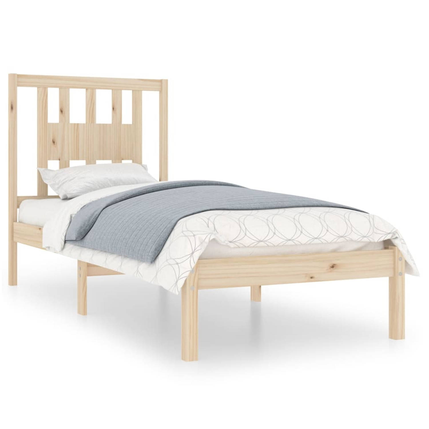 The Living Store Bedframe massief grenenhout 90x200 cm - Bedframe - Bedframes - Eenpersoonsbed - Bed - Bedombouw - Ledikant - Houten Bedframe - Eenpersoonsbedden - Bedden - Bedombo