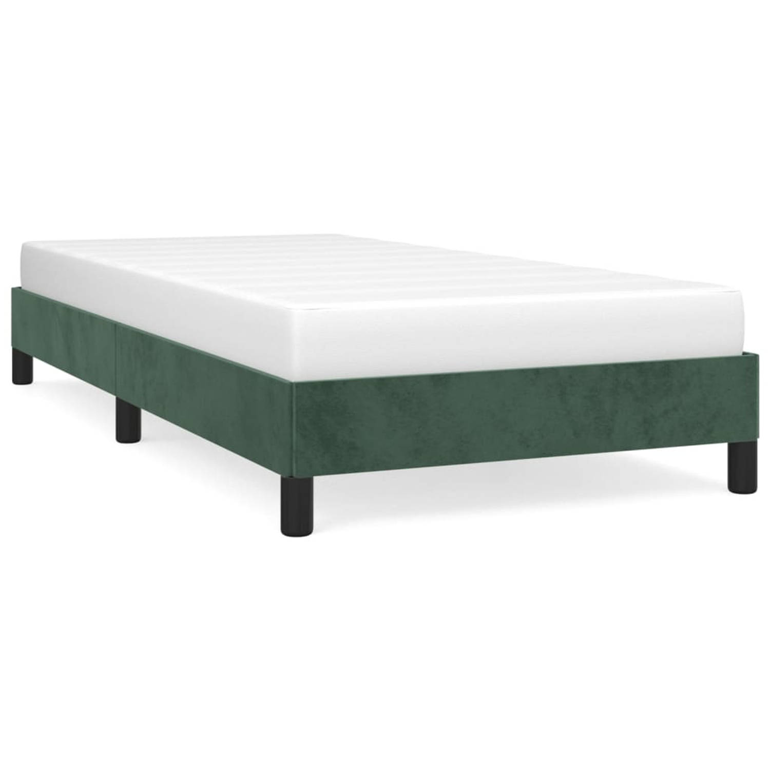 The Living Store Bedframe fluweel donkergroen 100x200 cm - Bed