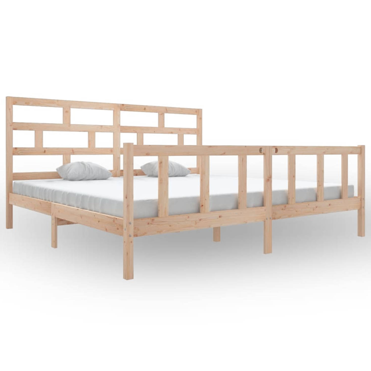 The Living Store Bedframe massief grenenhout 200x200 cm - Bedframe - Bedframes - Bed - Bedbodem - Ledikant - Bed Frame - Massief Houten Bedframe - Slaapmeubel - Tweepersoonsbed - B