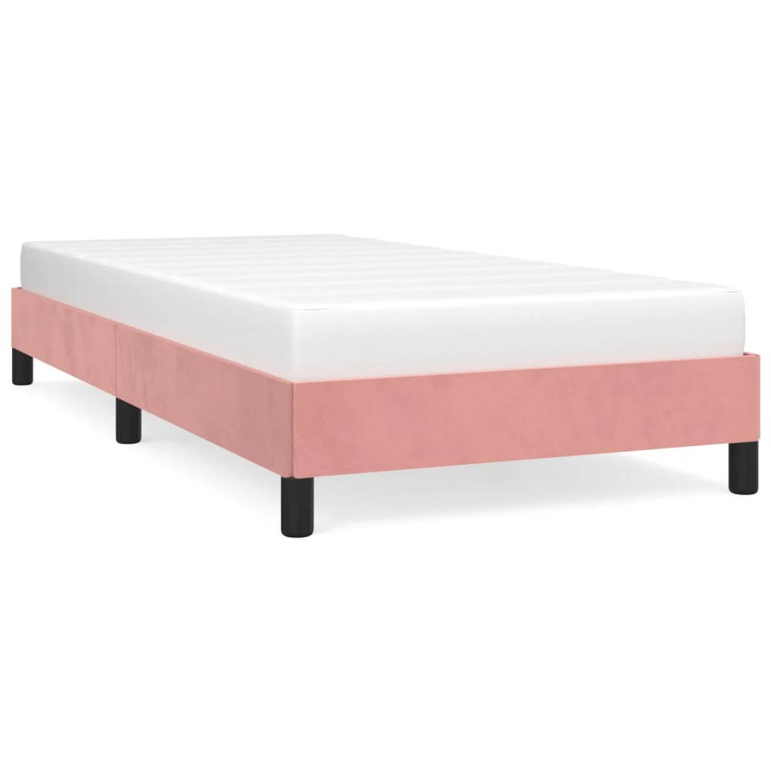 The Living Store Bedframe fluweel roze 90x200 cm - Bed