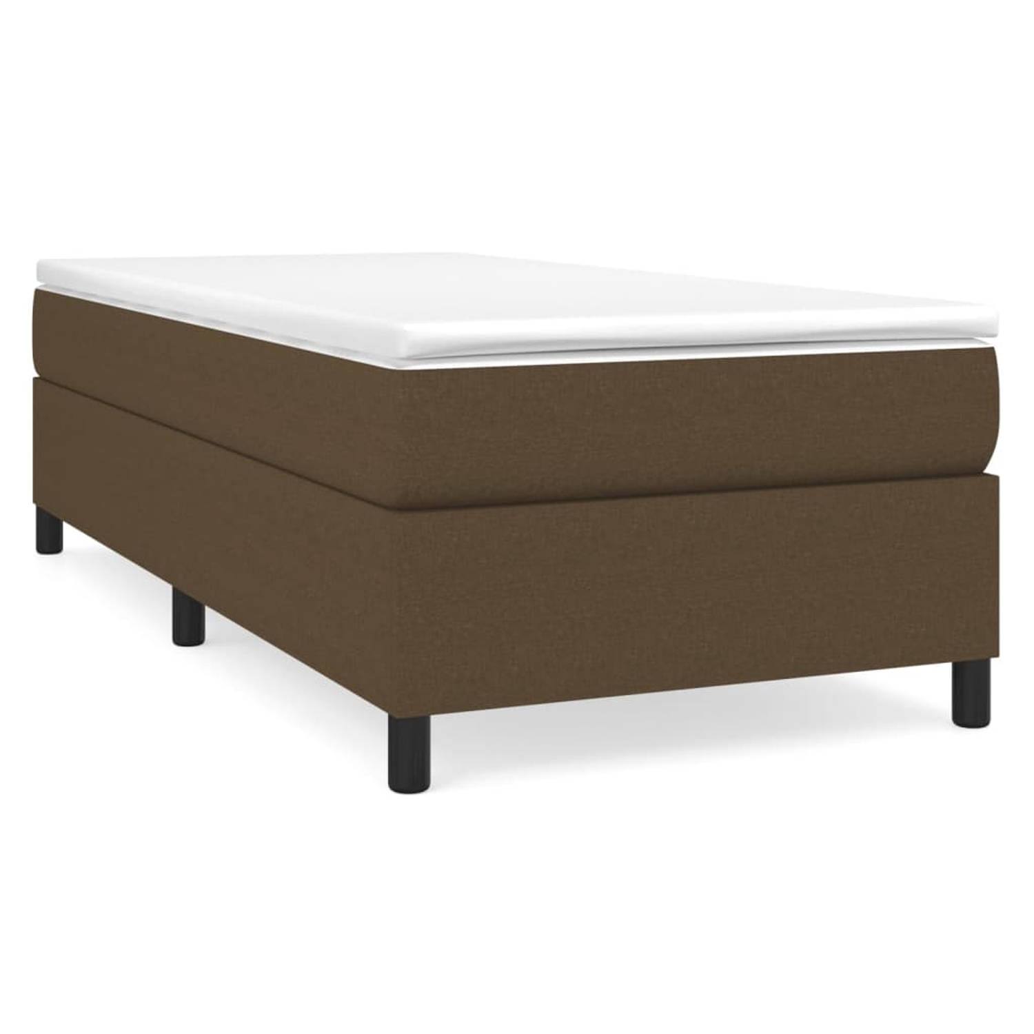 The Living Store Boxspringframe stof donkerbruin 80x200 cm - Bed