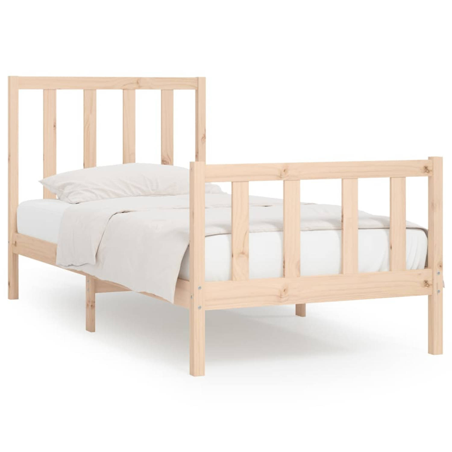 The Living Store Bedframe Grenenhout - 205.5 x 96 x 100 cm - Rustiek Design