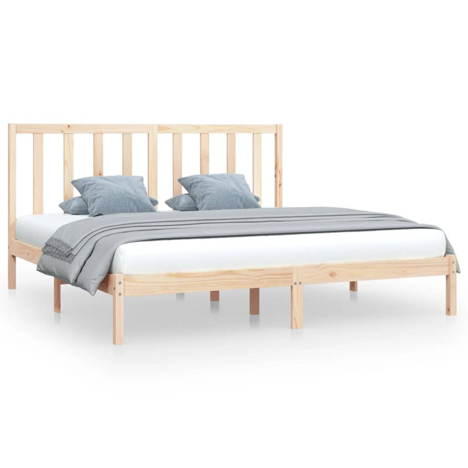 The Living Store Bedframe massief grenenhout 200x200 cm - Bedframe - Bedframes - Bed - Bedbodem - Ledikant - Bed Frame - Massief Houten Bedframe - Slaapmeubel - Bedden - Bedbodems