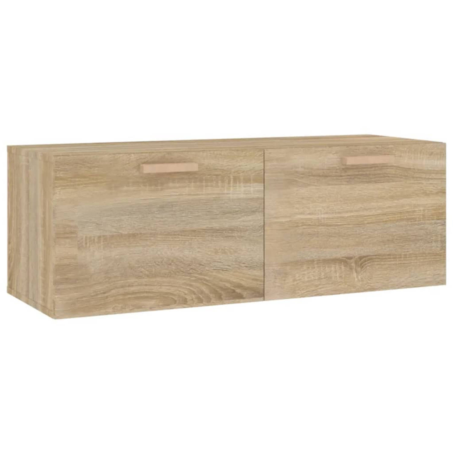 The Living Store Wandkast Sonoma Eiken - 100x36.5x35 cm - 2 Lades