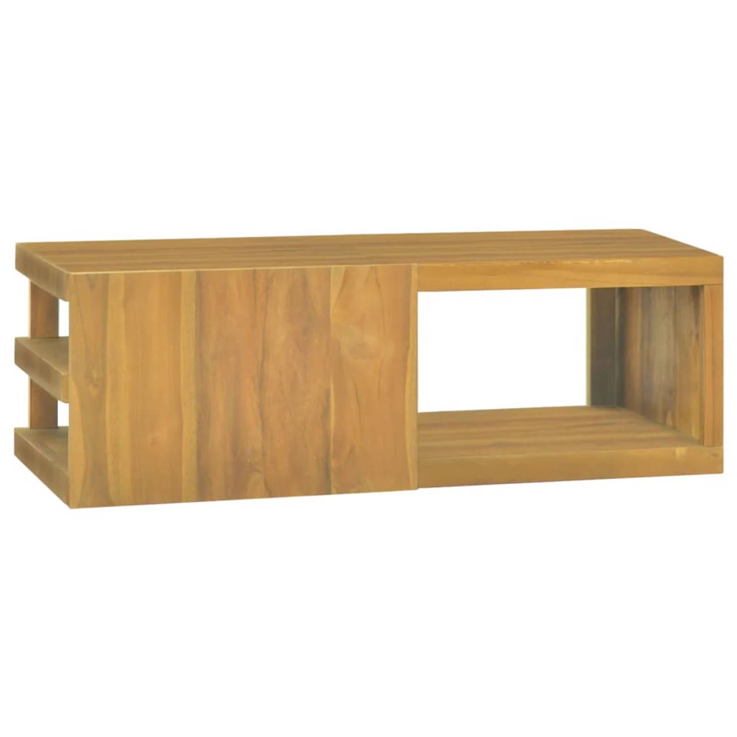 The Living Store Badkaast Massief Teakhout - Wandgemonteerd - Extra opbergruimte - 90x40x30cm (BxDxH)