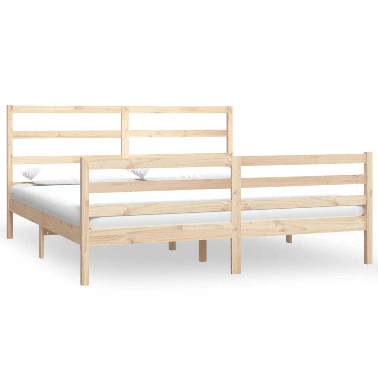 The Living Store Bedframe massief grenenhout 180x200 cm 6FT Super King - Bedframe - Bedframes - Bed - Bedbodem - Ledikant - Bed Frame - Massief Houten Bedframe - Slaapmeubel - Twee