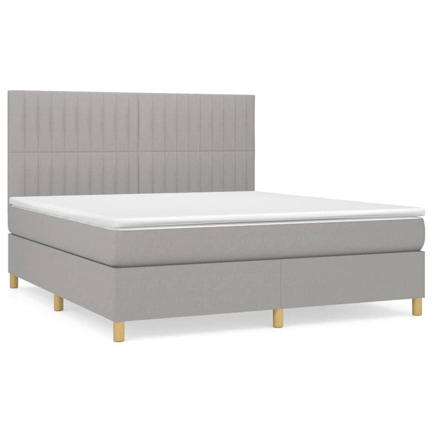 The Living Store Boxspringbed - Comfort Matras - Lichtgrijs - 180 x 200 x 118/128 cm - Pocketvering