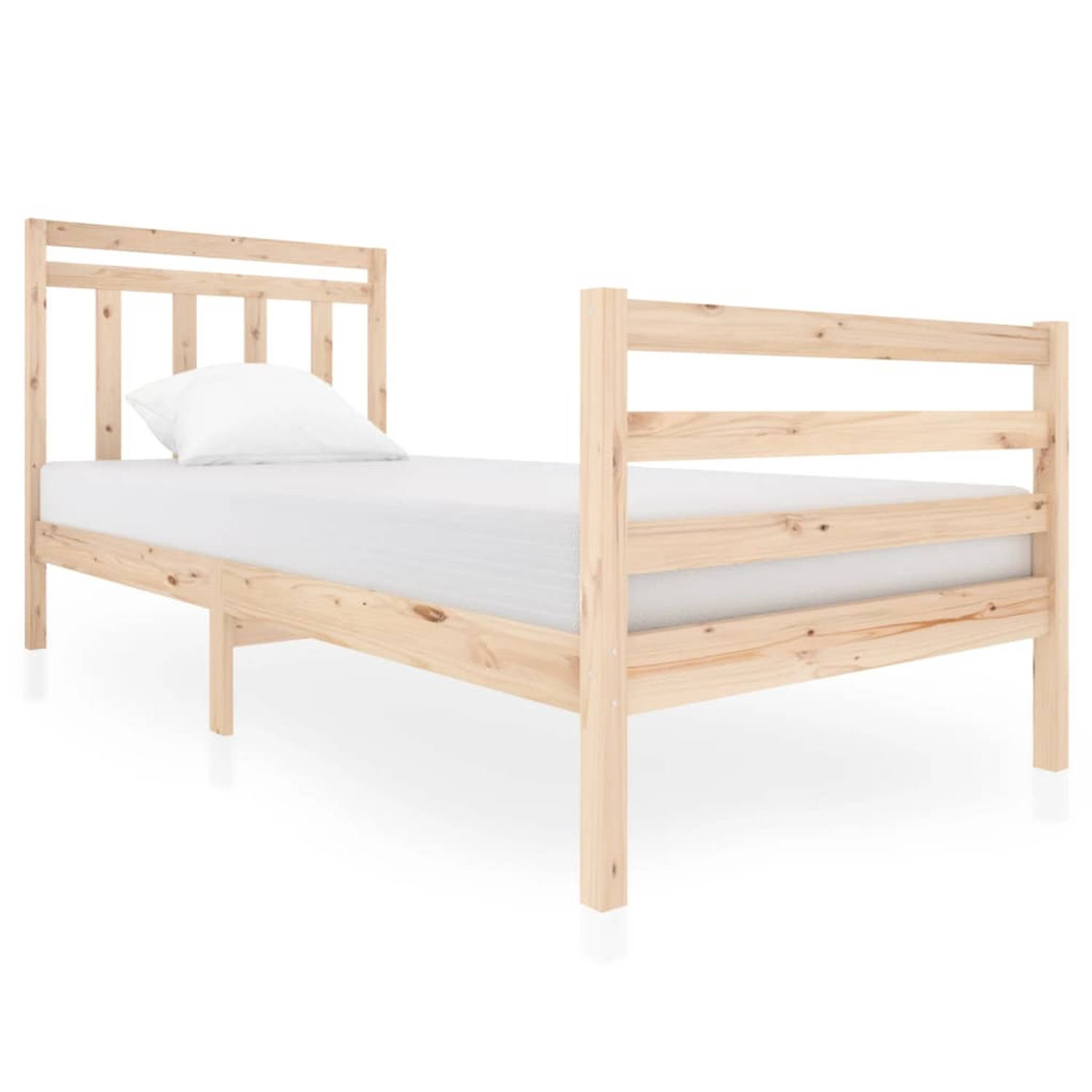 The Living Store Bedframe massief hout 90x200 cm - Bedframe - Bedframes - Eenpersoonsbed - Bed - Bedombouw - Frame - Bed Frame - Ledikant - Bedframe Met Hoofdeinde - Eenpersoonsbed