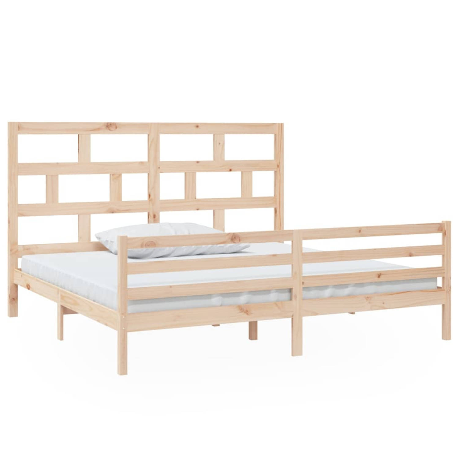 The Living Store Bedframe massief grenenhout 200x200 cm - Bedframe - Bedframes - Bed - Bedbodem - Ledikant - Bed Frame - Massief Houten Bedframe - Slaapmeubel - Tweepersoonsbed - B