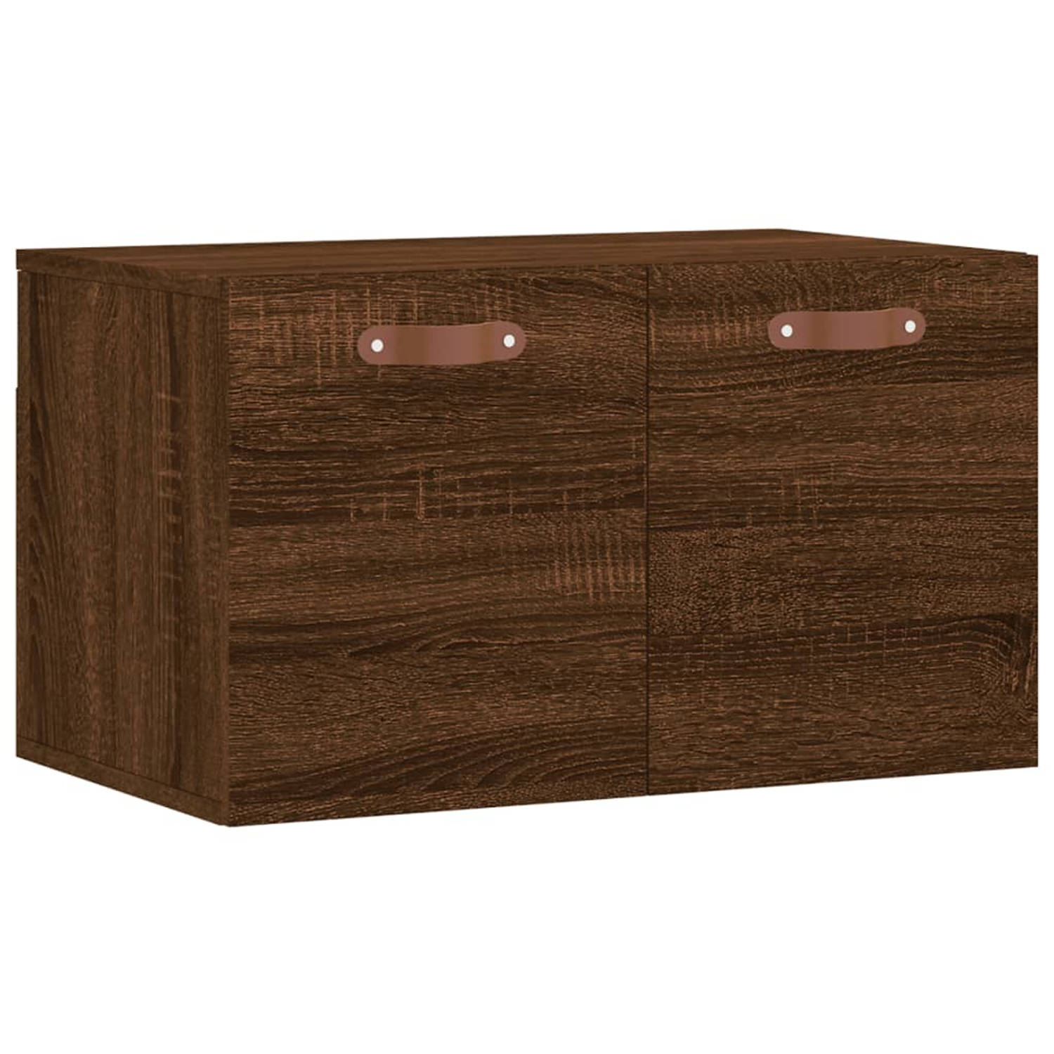 The Living Store Wandkast - Bruineiken - 60 x 36.5 x 35 cm - Duurzaam hout - Opbergruimte - Wandgemonteerd