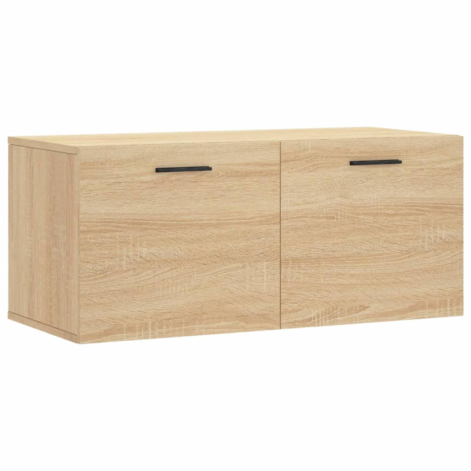 The Living Store Zwevende Wandkast - Sonoma eiken - 80 x 36.5 x 35 cm - Duurzaam materiaal