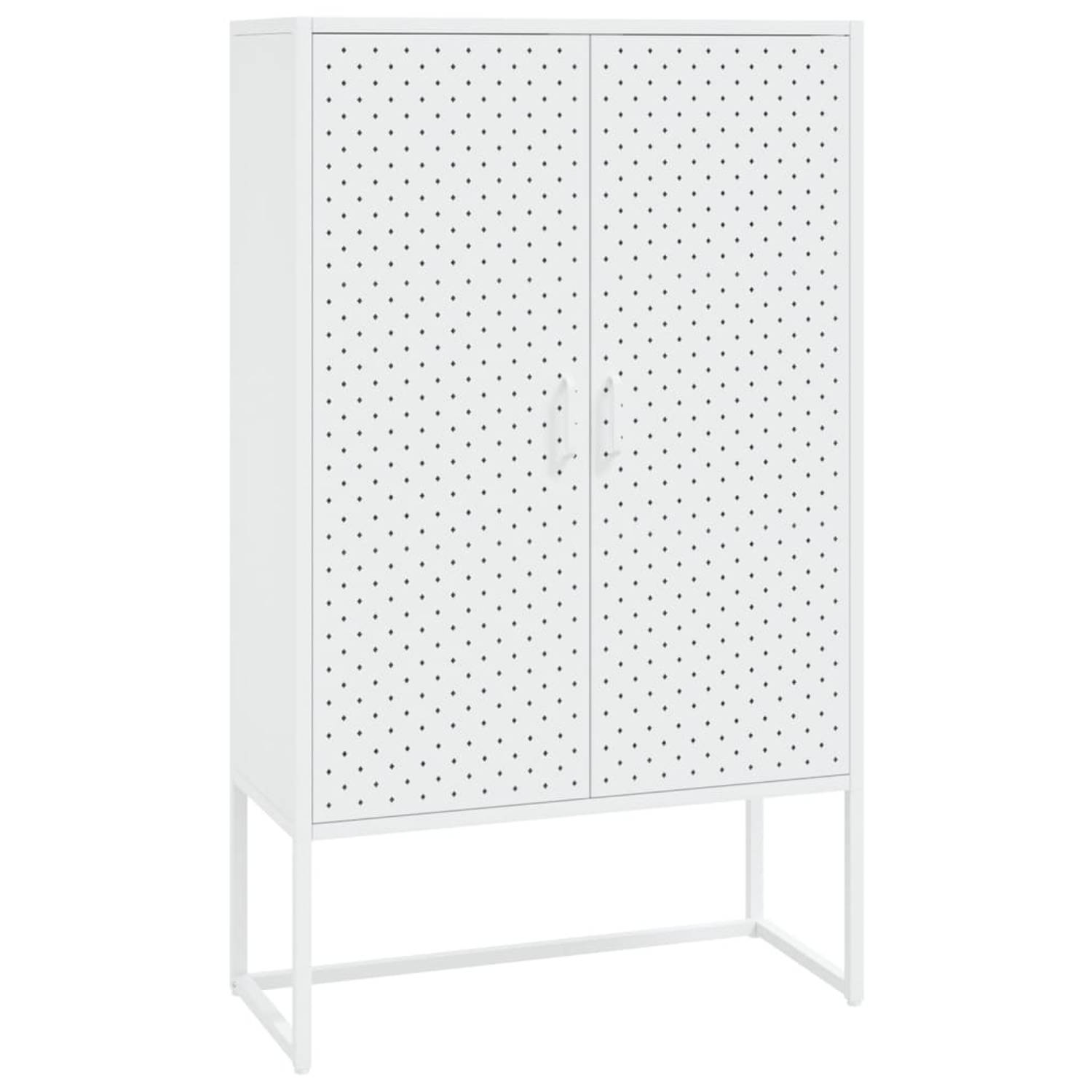 The Living Store Opbergkast - Wit - 80 x 35 x 135 cm - Stalen constructie