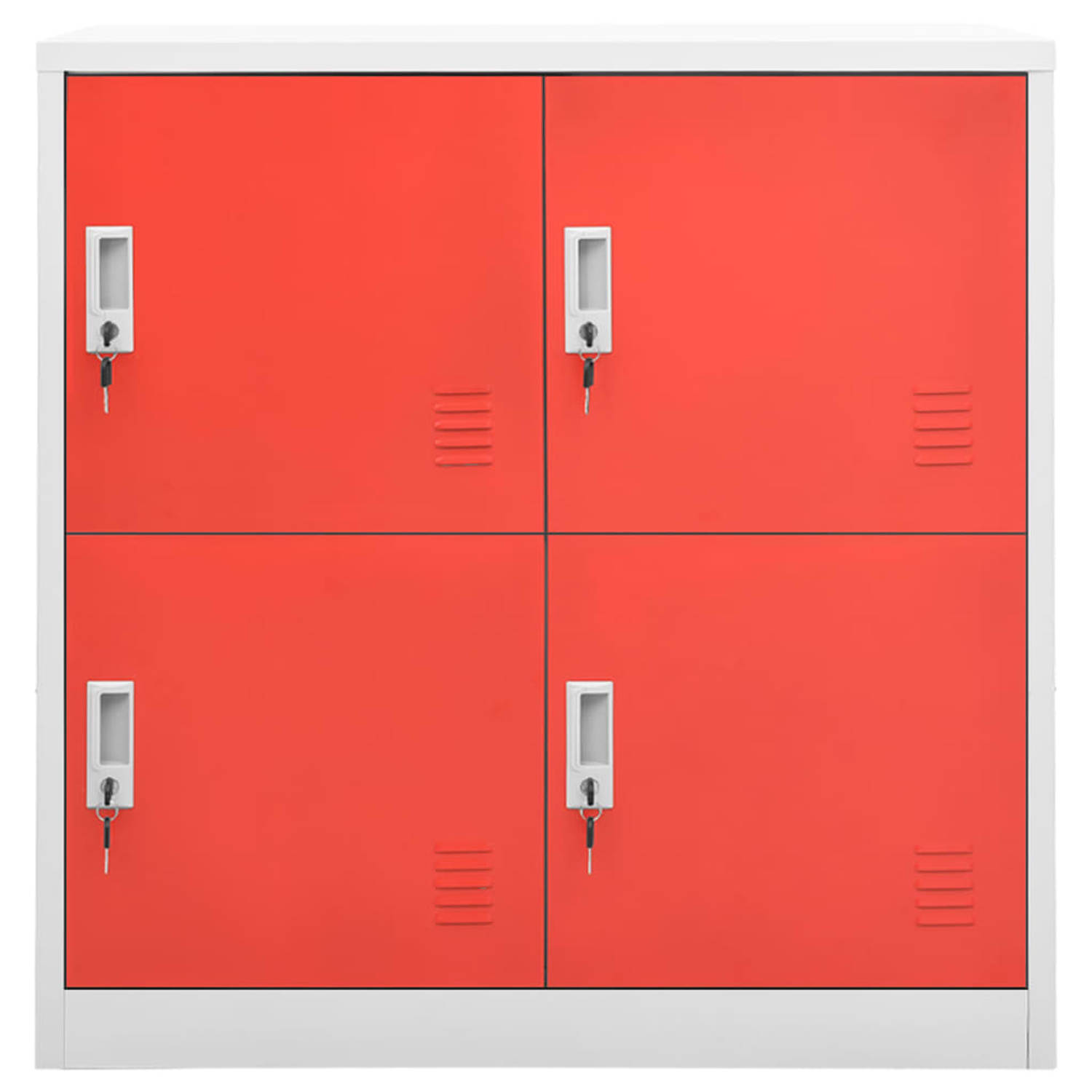 The Living Store Lockerkast Staal 90 x 45 x 92.5 cm Lichtgrijs en rood