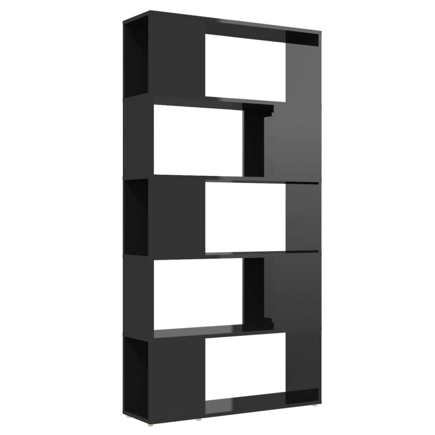The Living Store Boekenkast Kamerscherm - 80 x 24 x 155 cm - Hoogglans zwart