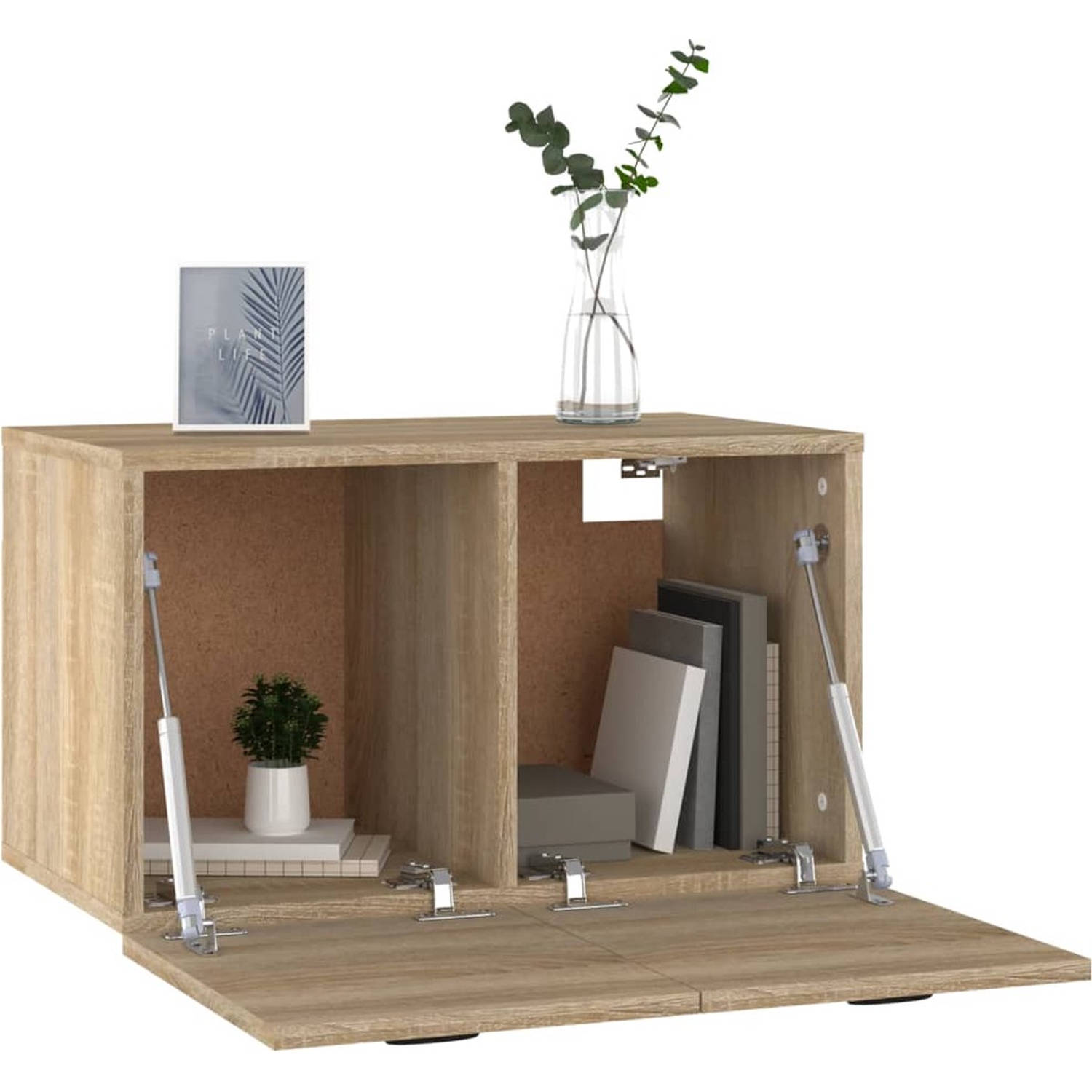 The Living Store Wandkast Sonoma Eiken - 60 x 36.5 x 35 cm - Opbergruimte - Trendy ontwerp