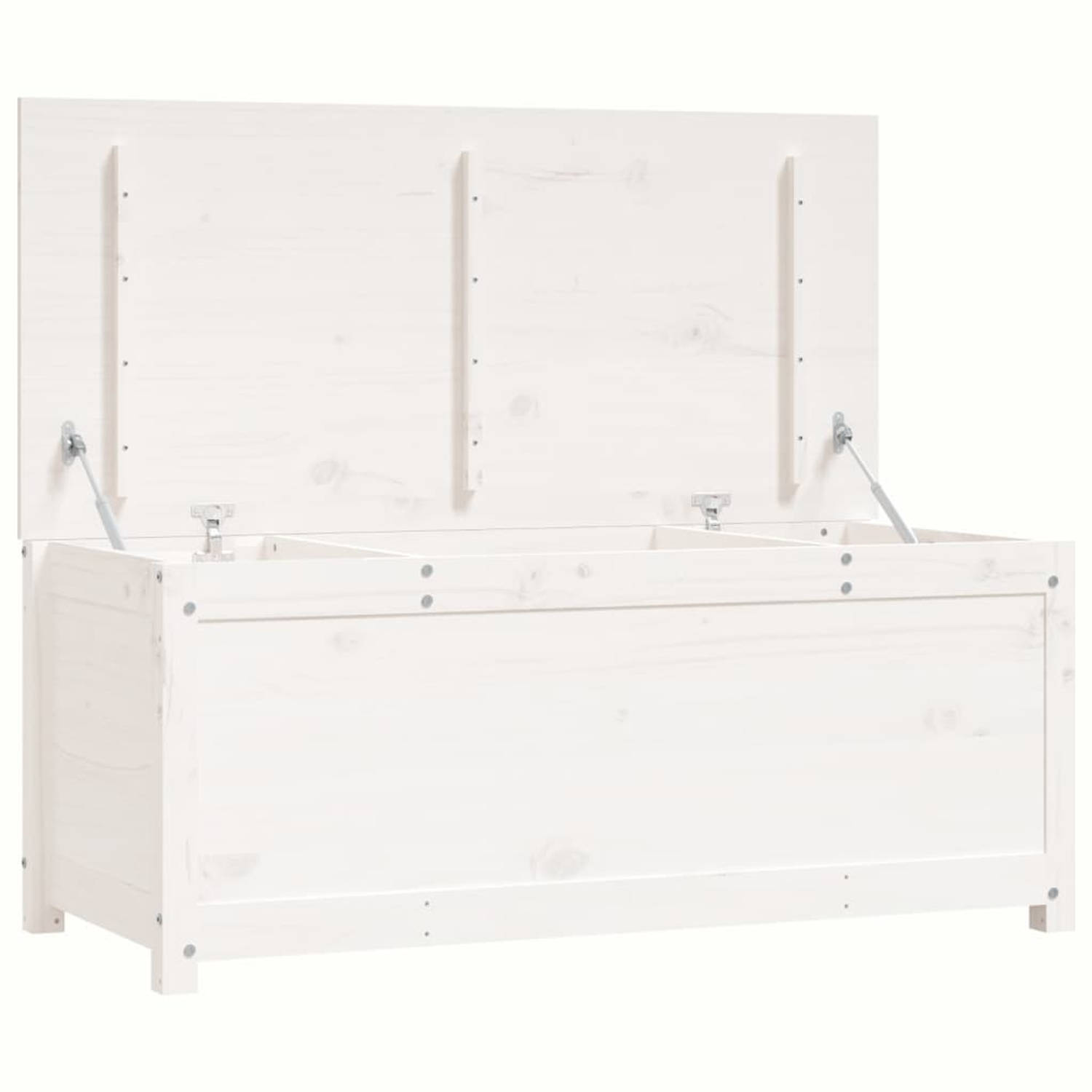 The Living Store Opbergdoos Massief Grenenhout - 110 x 50 x 45.5 cm - Wit