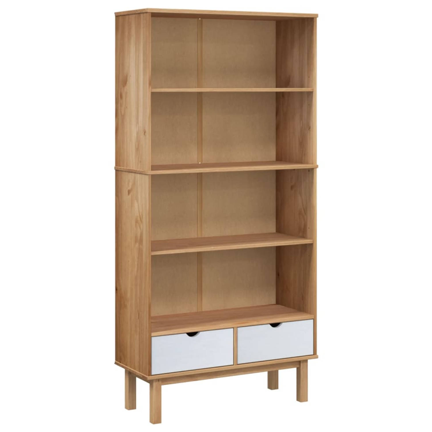 The Living Store OTTA Houten Boekenkast - 88x35x180 cm - Scandinavisch Ontwerp