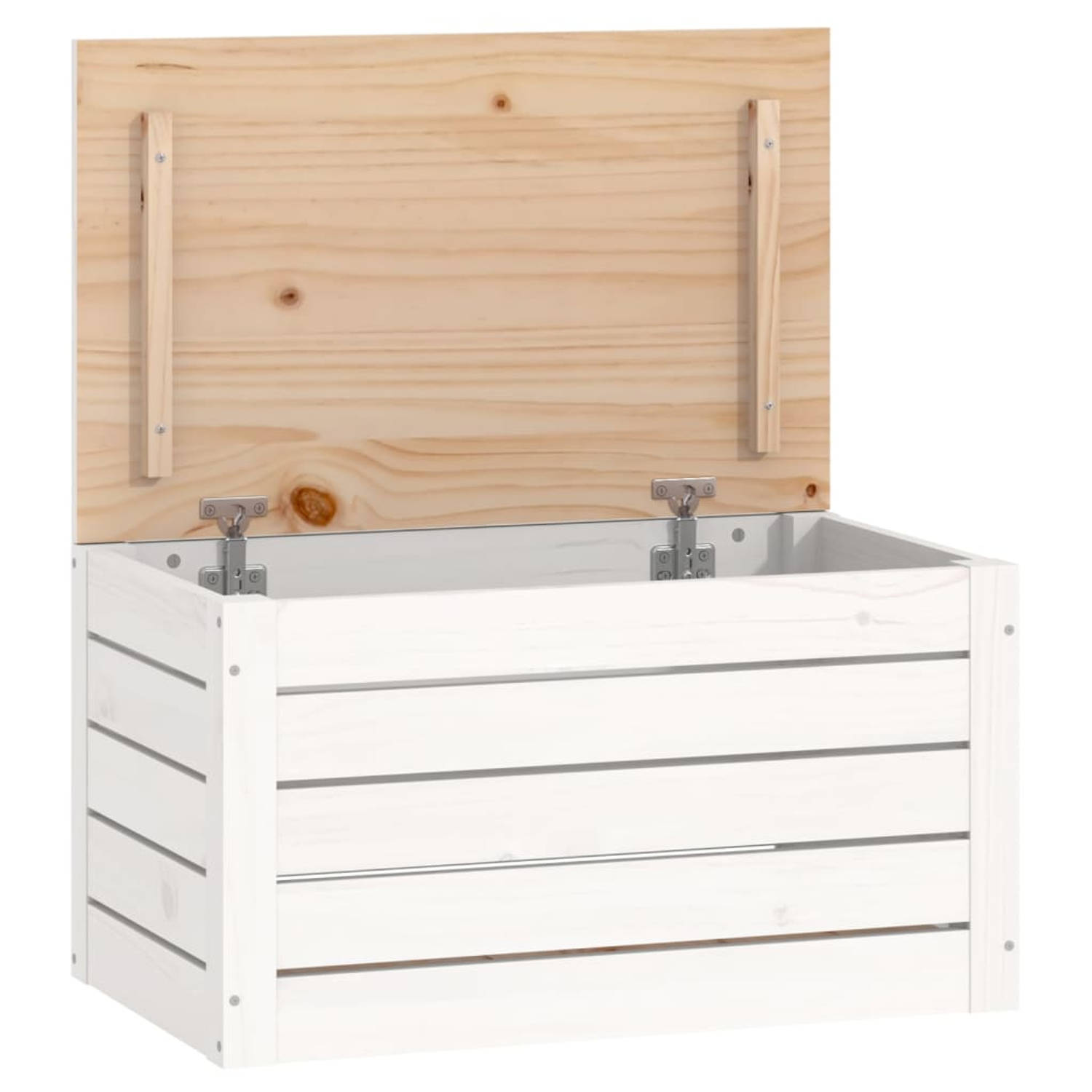 The Living Store Opbergbox wit 59-5x36-5x33 cm massief grenenhout - Kast