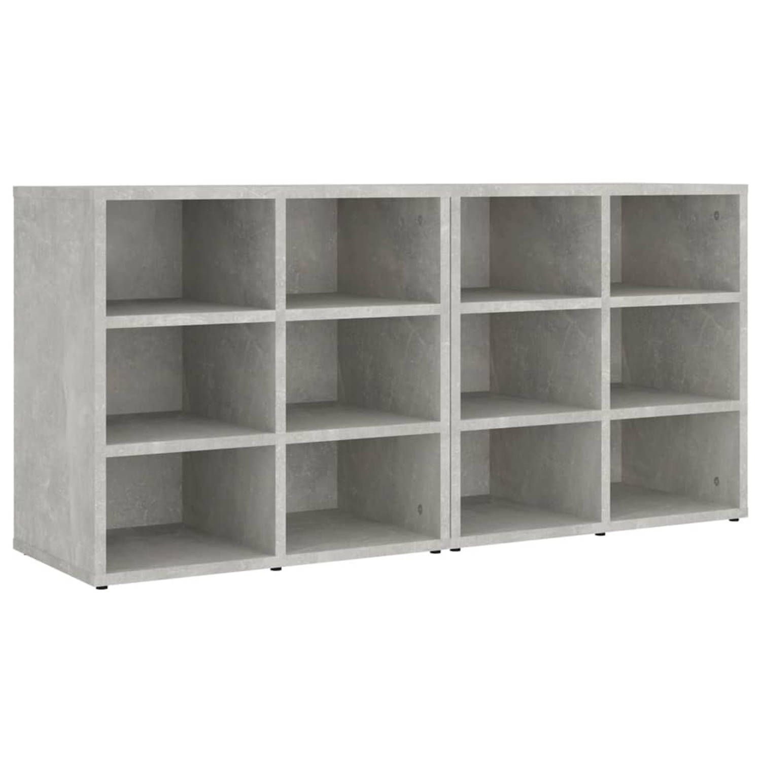 The Living Store Schoenenkast - Betongrijs - 52.5 x 30 x 50 cm - 12 vakken - Bewerkt hout