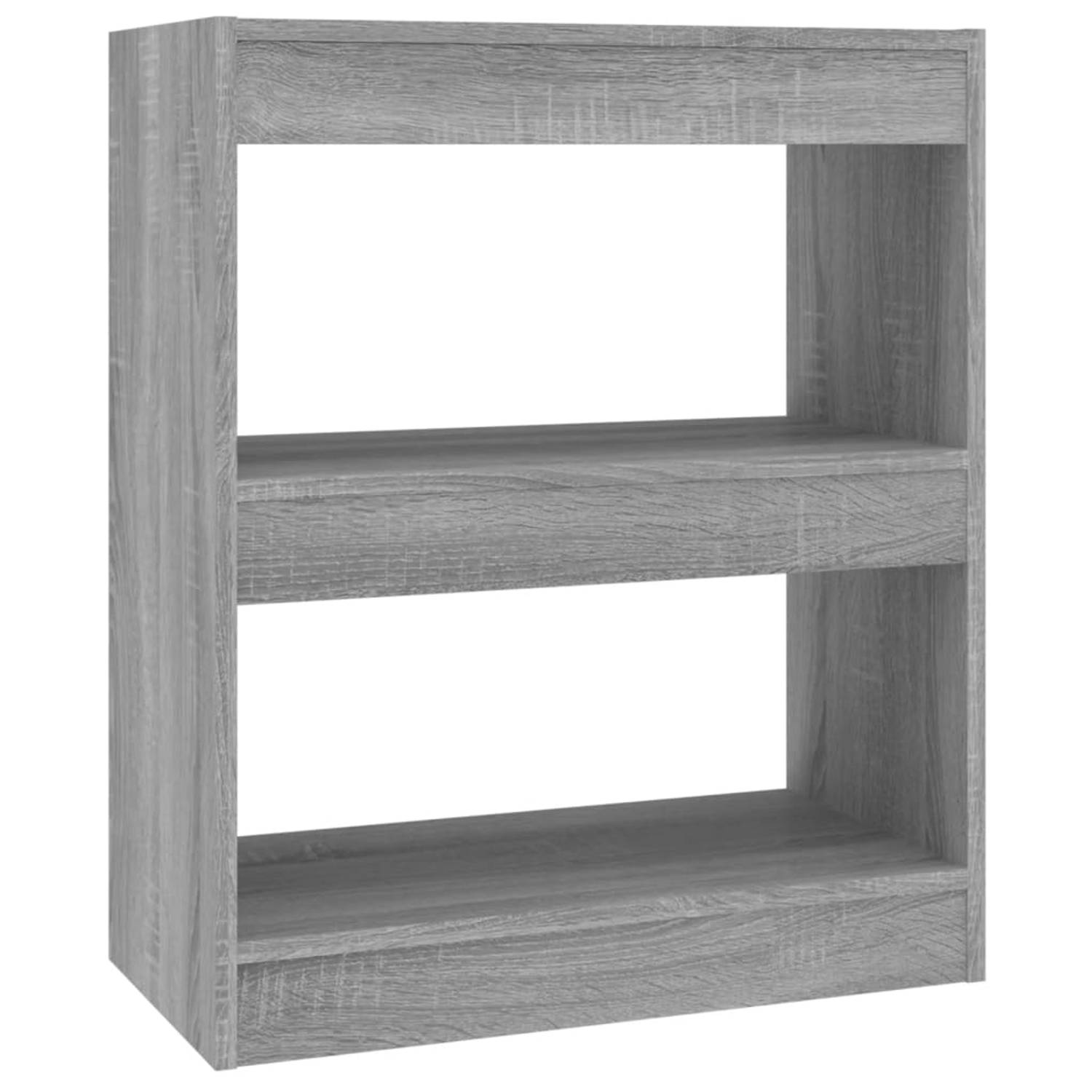 The Living Store Boekenkast-kamerscherm 60x30x72 cm grijs sonoma eikenkleurig Kast