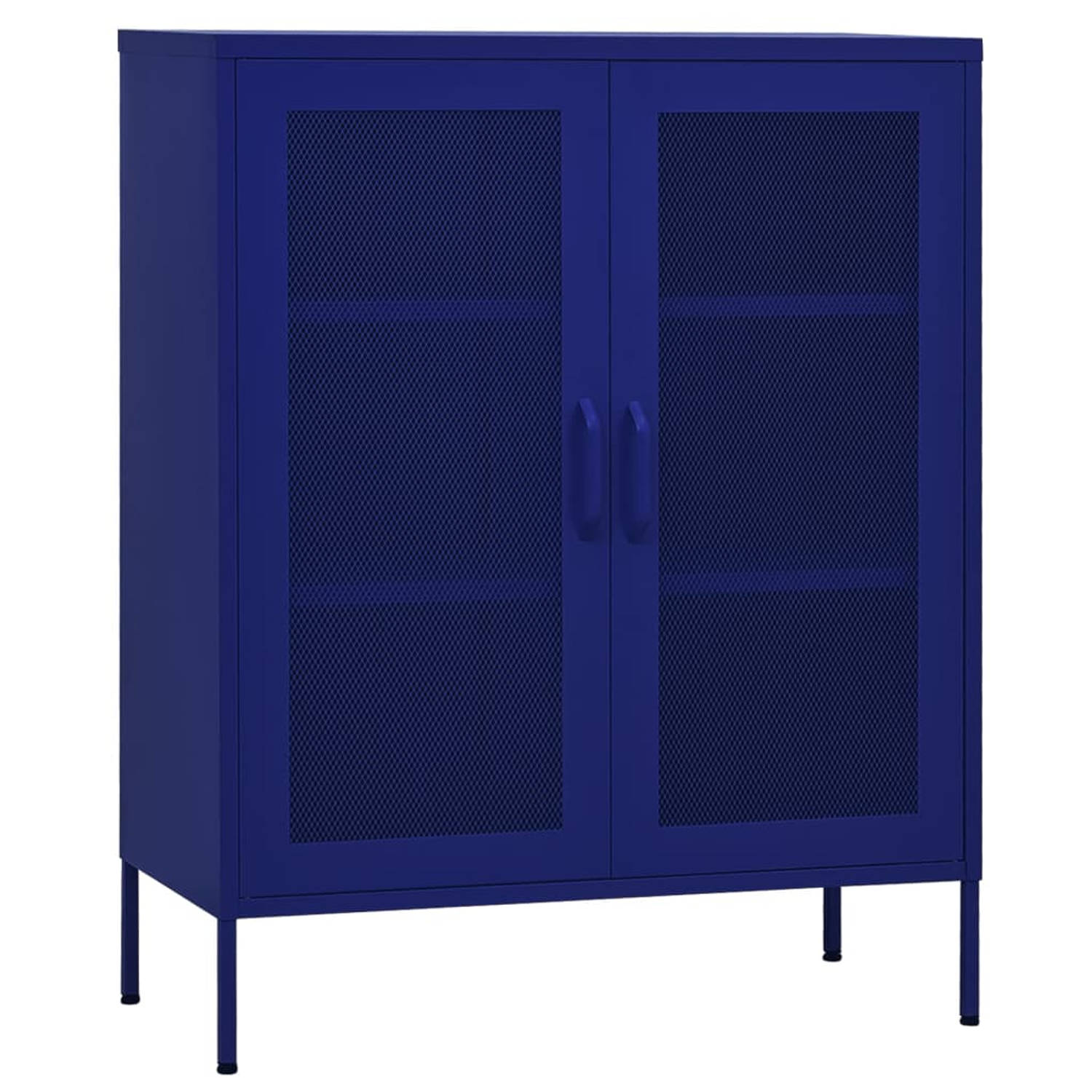 The Living Store Opbergkast 80x35x101-5 cm staal marineblauw - Kast