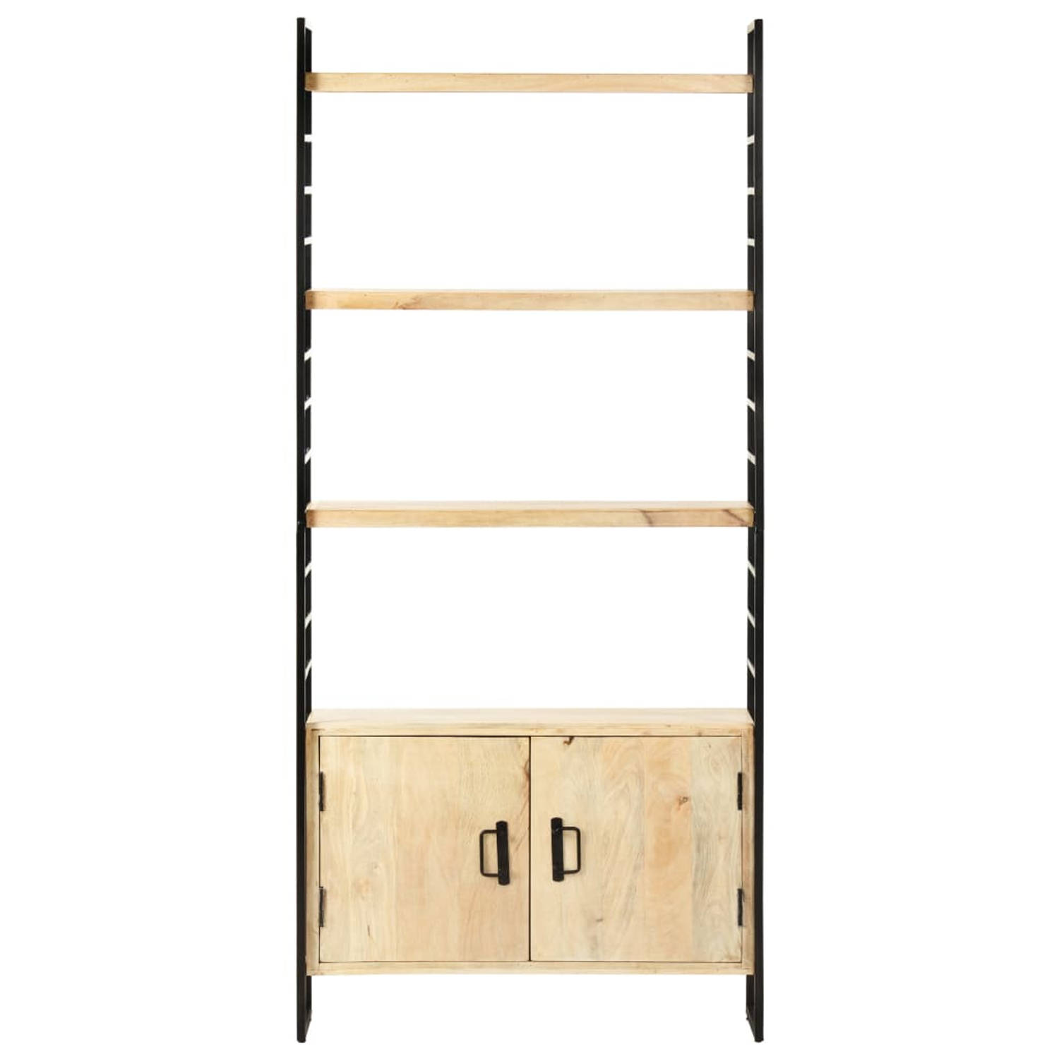 The Living Store Boekenkast 4-laags - 80 x 30 x 180 cm - Mangohouten Retro Design