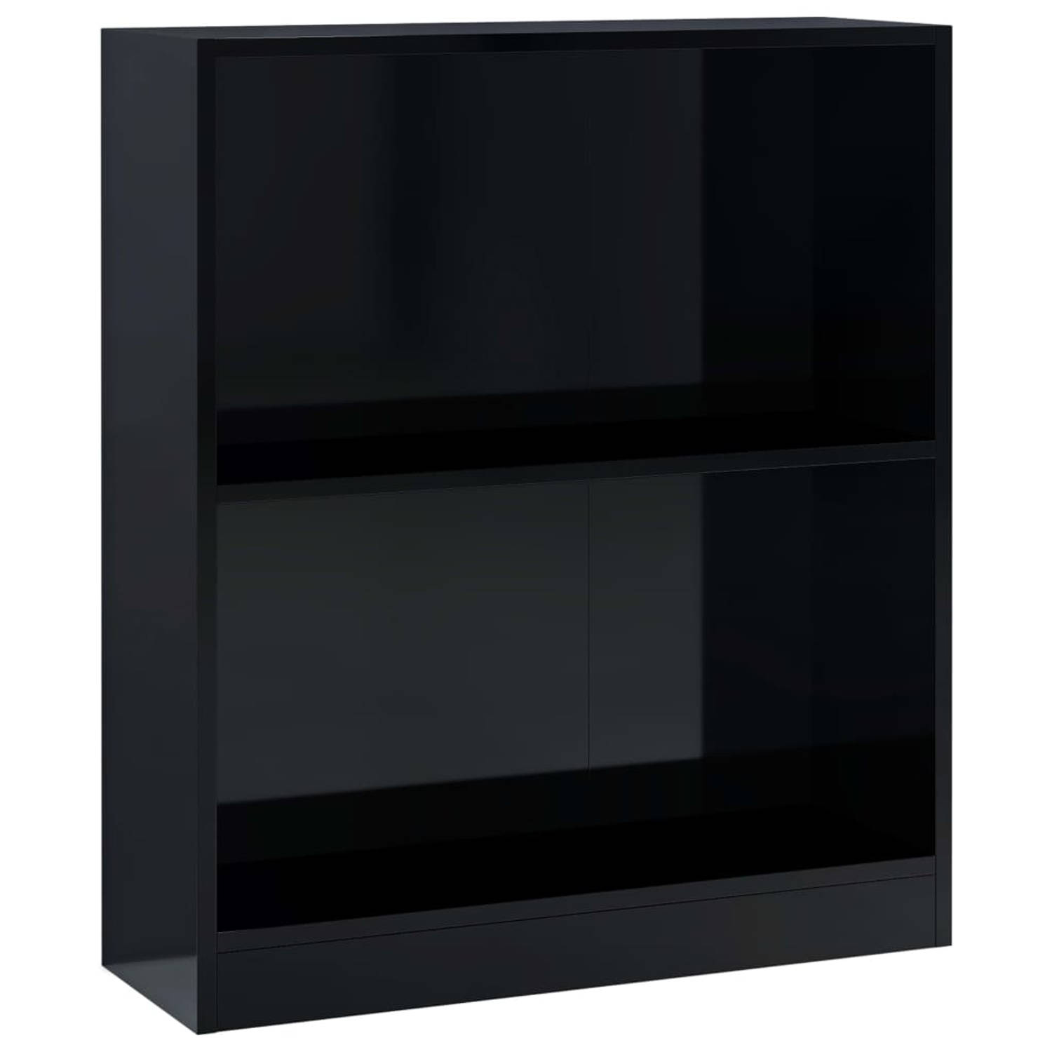The Living Store Boekenkast - Hoogglans zwart - 60 x 24 x 74.5 cm - 2-laags ontwerp