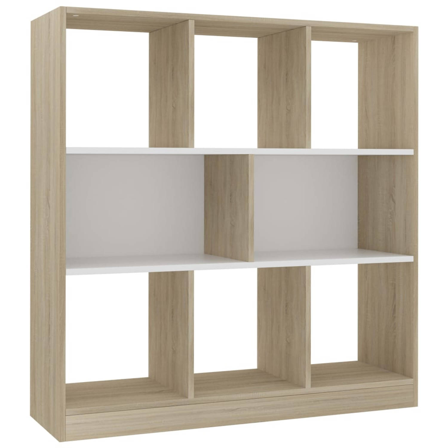 The Living Store Boekenkast 97-5x29-5x100 cm bewerkt hout wit en eikenkleurig - Kast