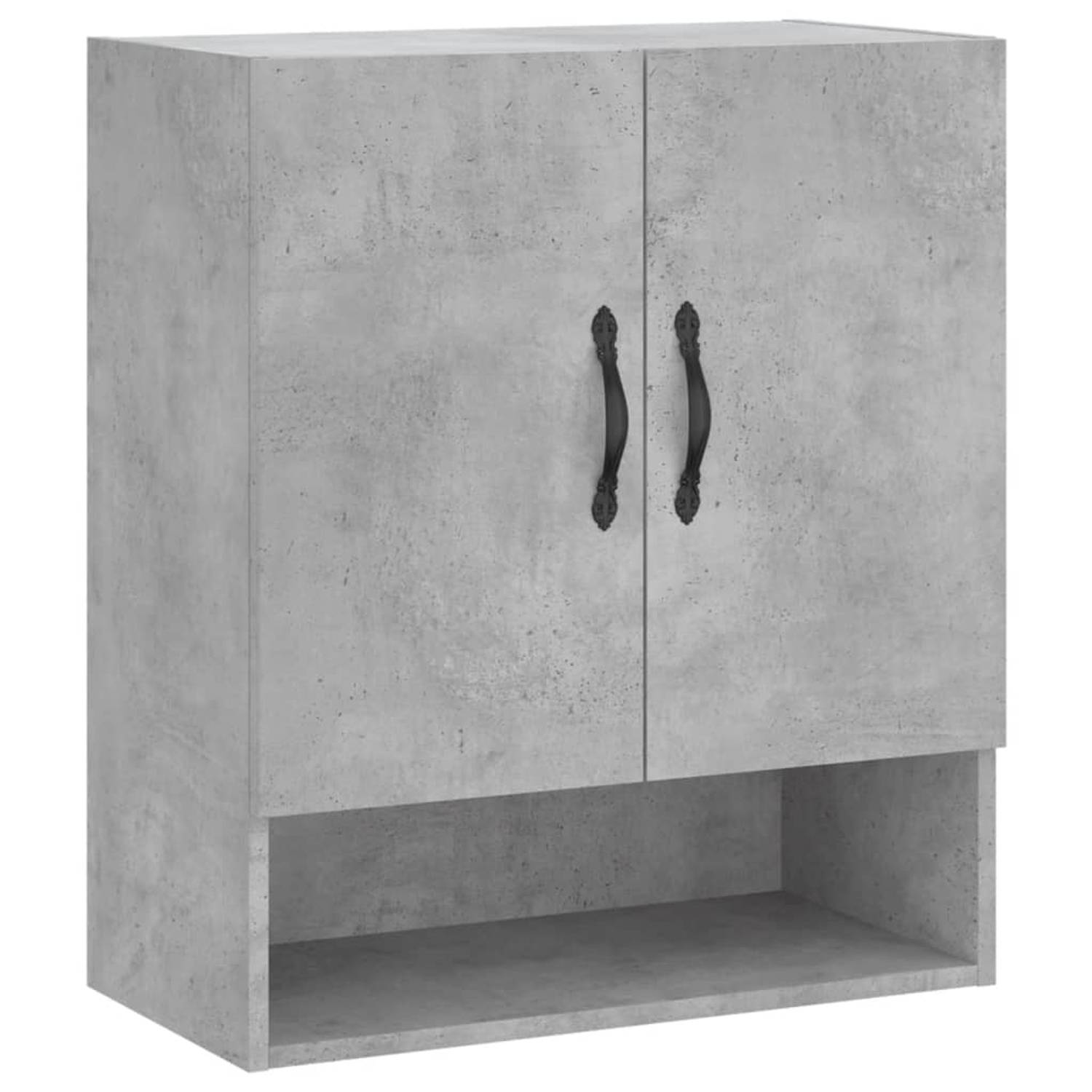 The Living Store Wandkast Betongrijs 60x31x70 cm - zwevend - bewerkt hout