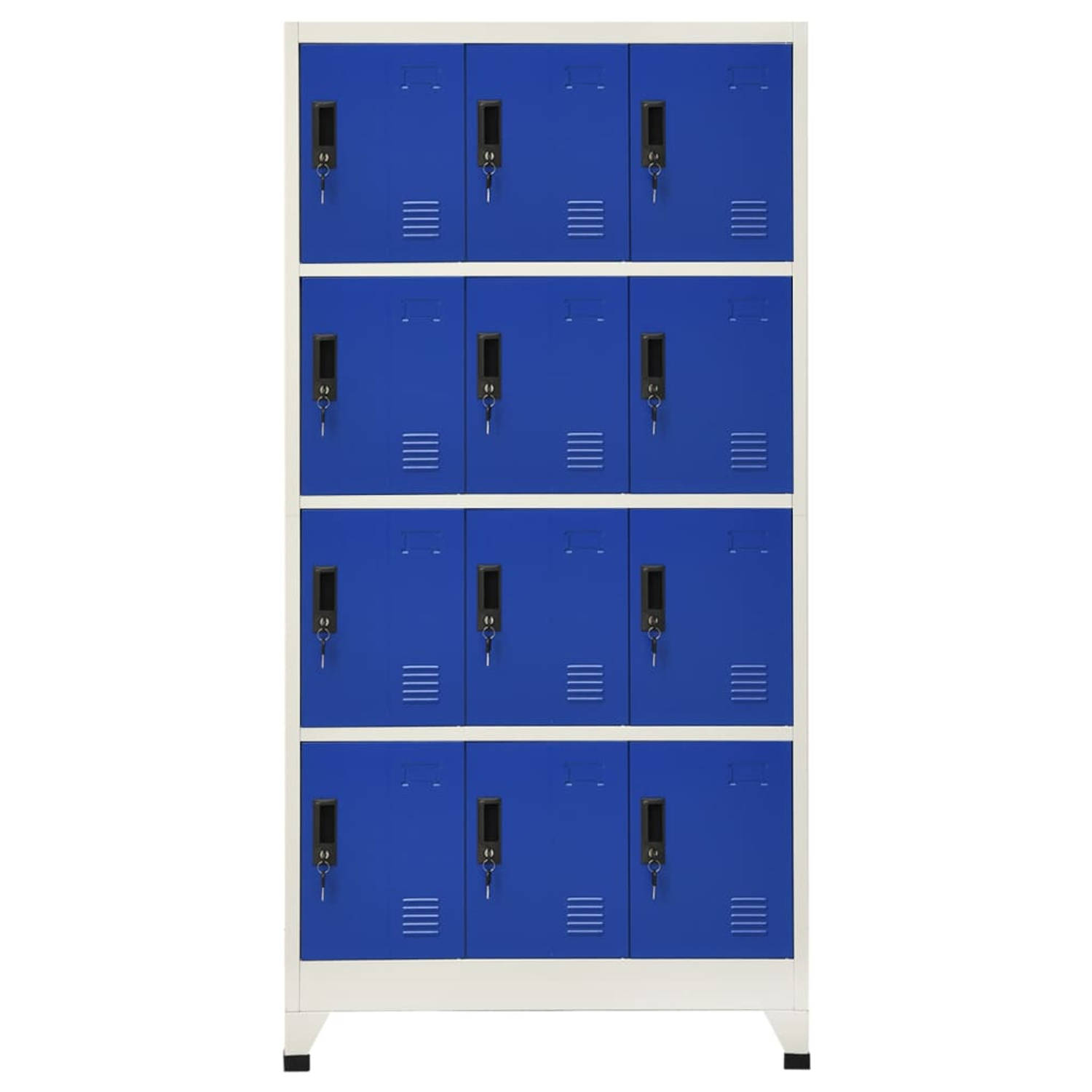 The Living Store Lockerkast - Opbergkast 90x45x180 cm - Staal - Grijs/Blauw