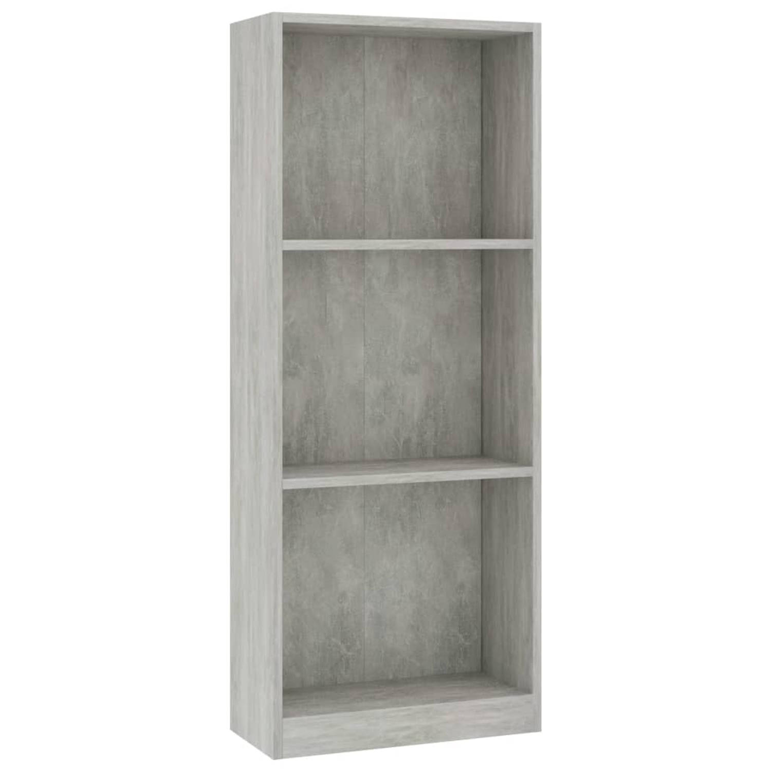 The Living Store Boekenkast - Betongrijs - 40x24x108 cm - Hoogwaardig bewerkt hout