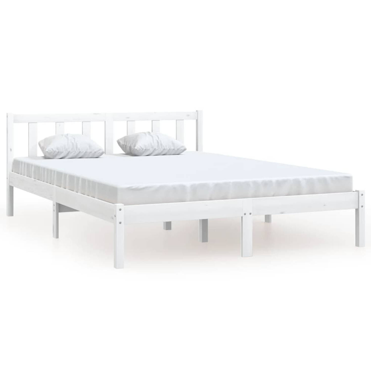 The Living Store Bedframe massief grenenhout wit 140x200 cm - Bedframe - Bedframe - Bed Frame - Bed Frames - Bed - Bedden - 1-persoonsbed - 1-persoonsbedden - Eenpersoons Bed