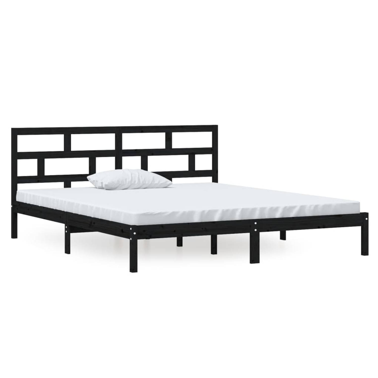 The Living Store Bedframe massief hout zwart 135x190 cm 4FT6 Double - Bedframe - Bedframes - Bed - Bedbodem - Ledikant - Bed Frame - Massief Houten Bedframe - Slaapmeubel - Tweeper