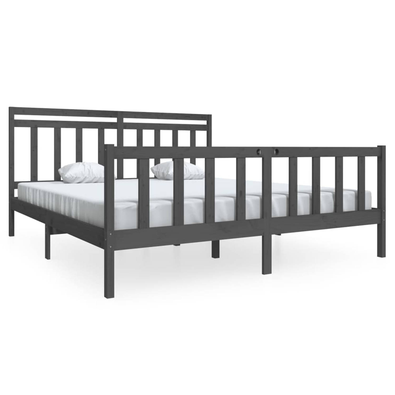 The Living Store Bedframe massief hout grijs 180x200 cm 6FT Super King - Bedframe - Bedframes - Tweepersoonsbed - Bed - Bedombouw - Dubbel Bed - Frame - Bed Frame - Ledikant - Bedf