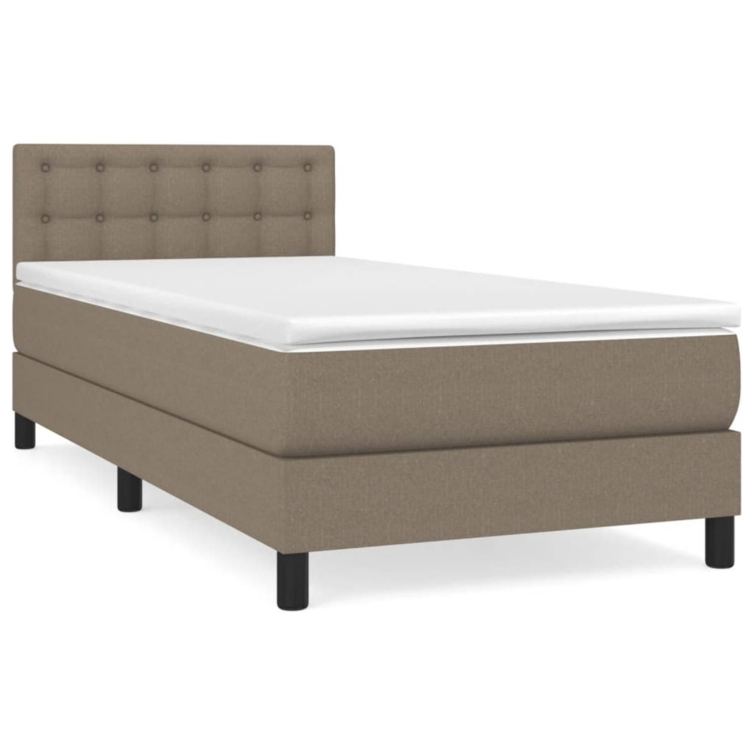 The Living Store Boxspringbed - Pocketvering - Middelhard - 90x190x78/88 - Taupe