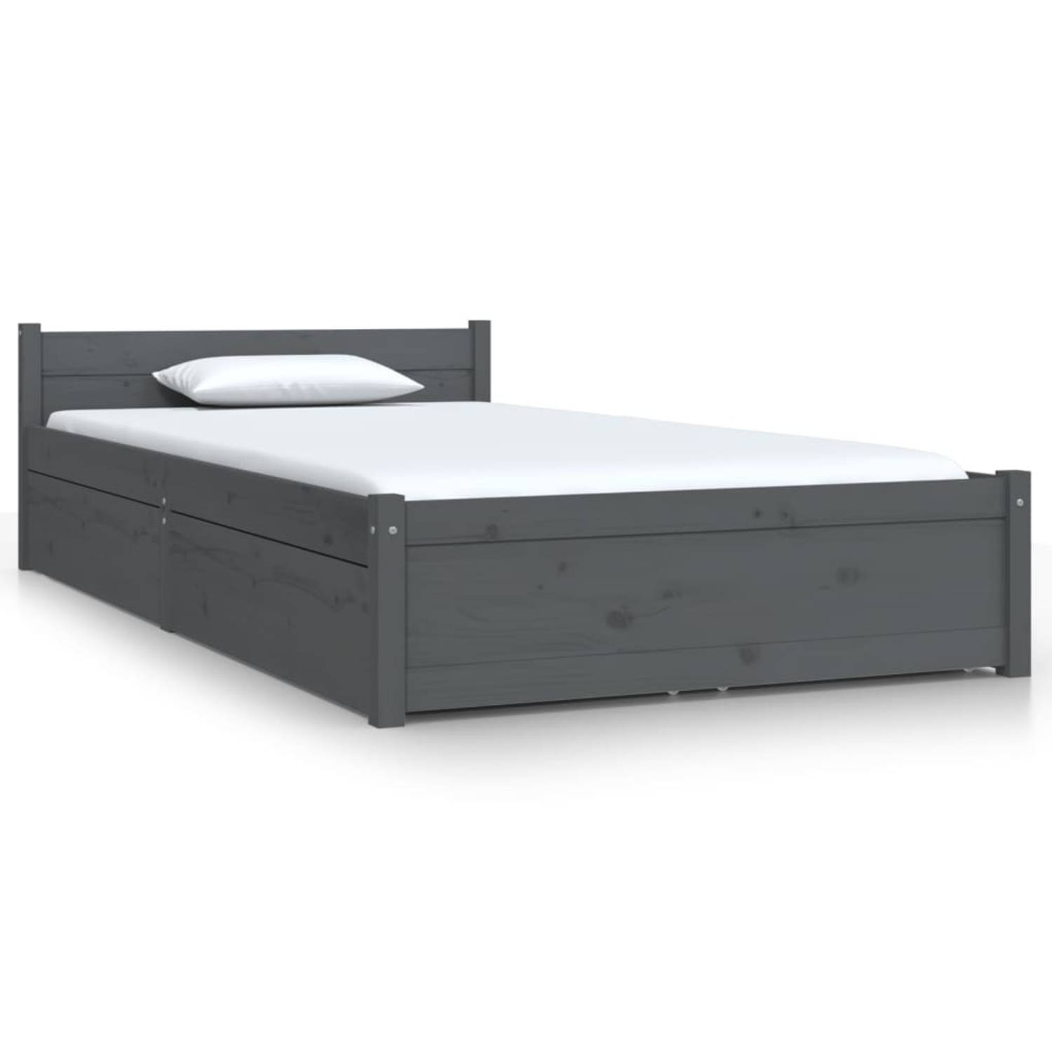 The Living Store Bedframe met lades grijs 90x200 cm - Bedframe - Bedframes - Eenpersoonsbed - Bed - Bedombouw - Ledikant - Pallet Bedframe - Ledikant - Eenpersoonsbedden - Bedden -